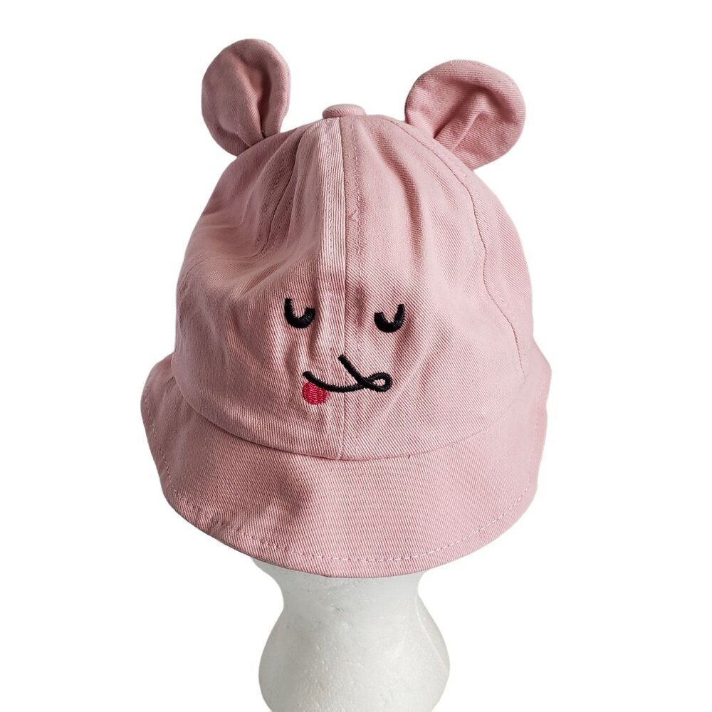 Girl's Bucket Sun Cap with Clear Mask Lot of 2 Pink